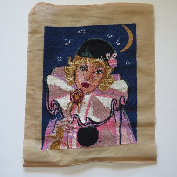 Colombine with Red Rose Creations Margot de Paris Vintage French Needlepoint - Picture 10 of 10